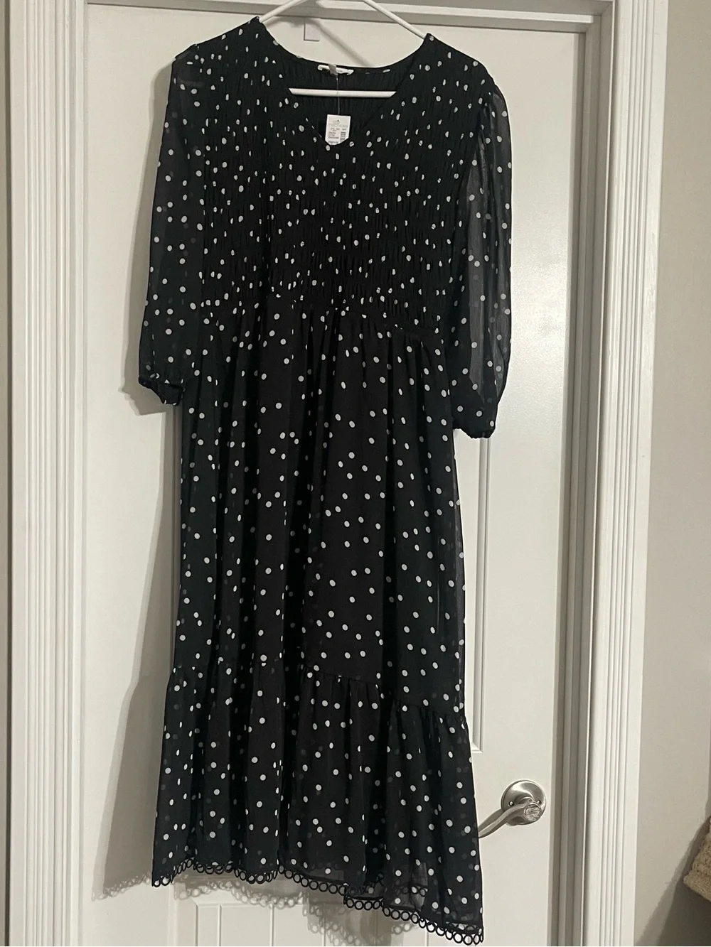 Maurices Black & White Polka Dot Midi Dress - Picture 1 of 9